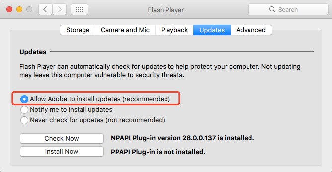 update latest version of adobe flash player for mac